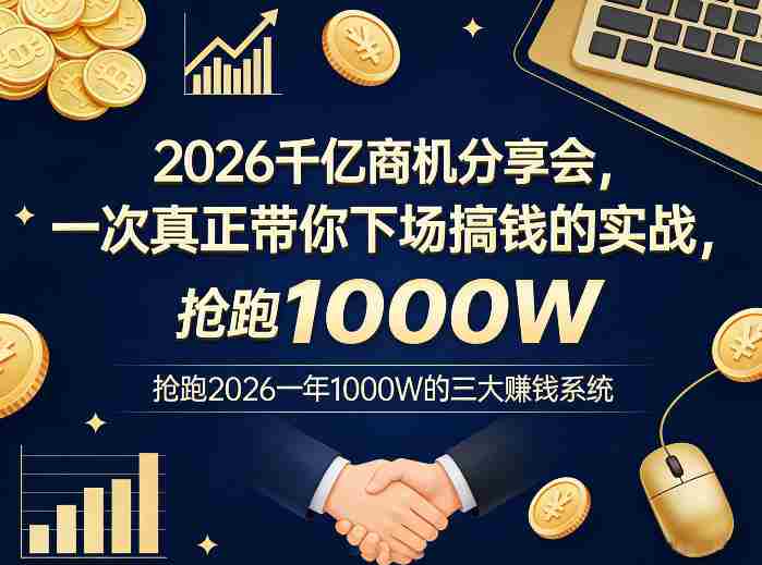 2026千亿商机分享会，一次真正带你下场搞钱的实战，抢跑2026一年1000W的三大賺钱系统-金启创业网 - 网上赚钱方法教程大全 - www.jinqi6.top