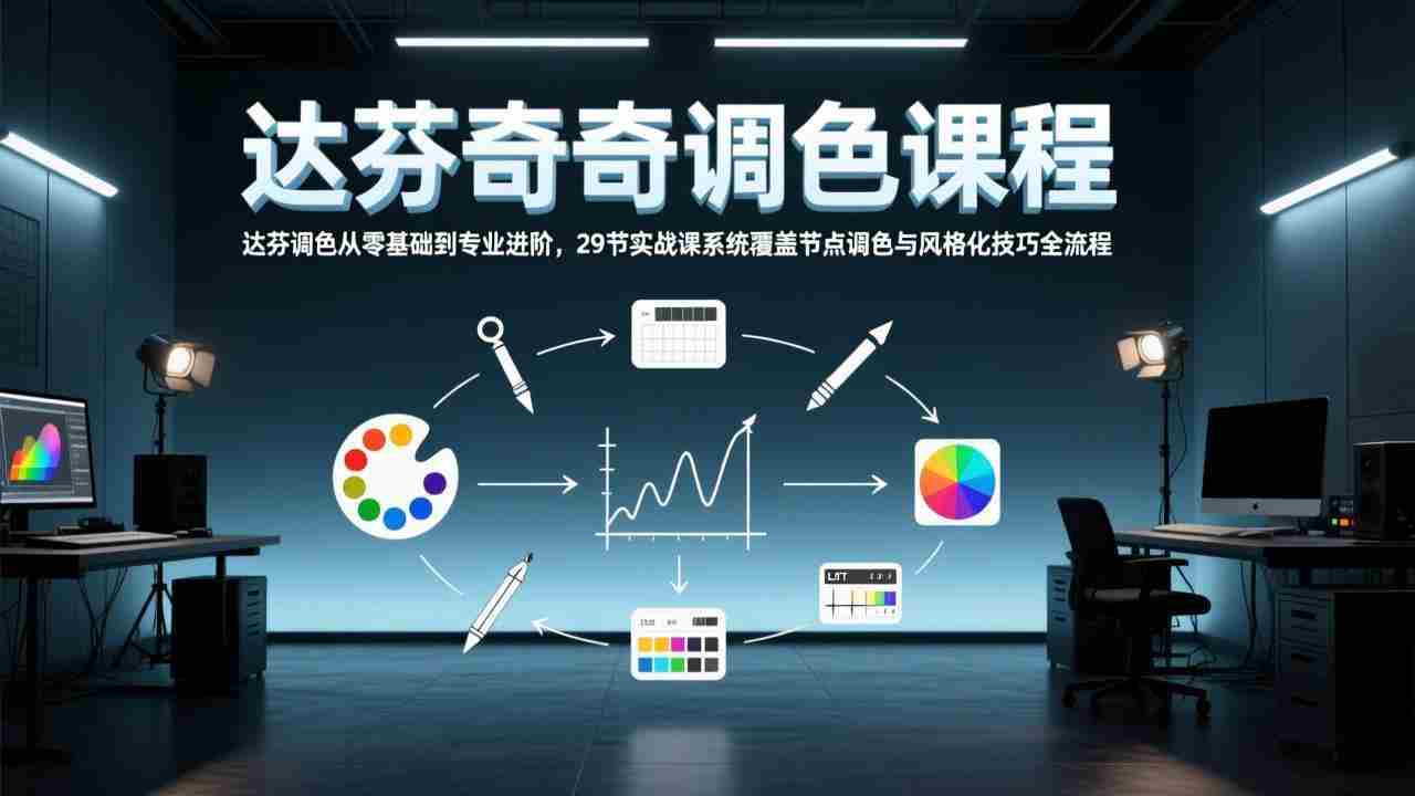 （17484期）达芬奇调色从零基础到专业进阶，29节实战课系统覆盖节点调色与风格化技巧全流程-金启