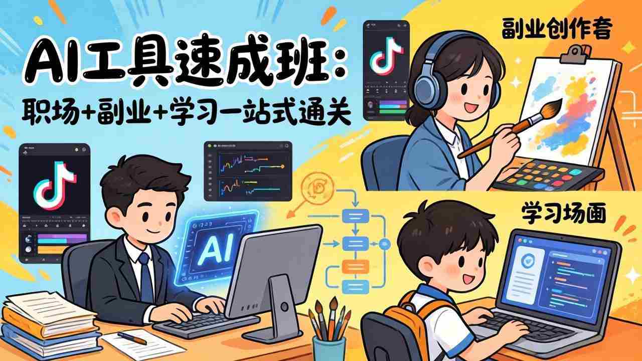 （17650期）AI工具速成班：职场+副业+学习一站式通关，20+爆款类型+剪映技巧+抖音算法，0基础快速上手-金启创业网 - 网上赚钱方法教程大全 - www.jinqi6.top