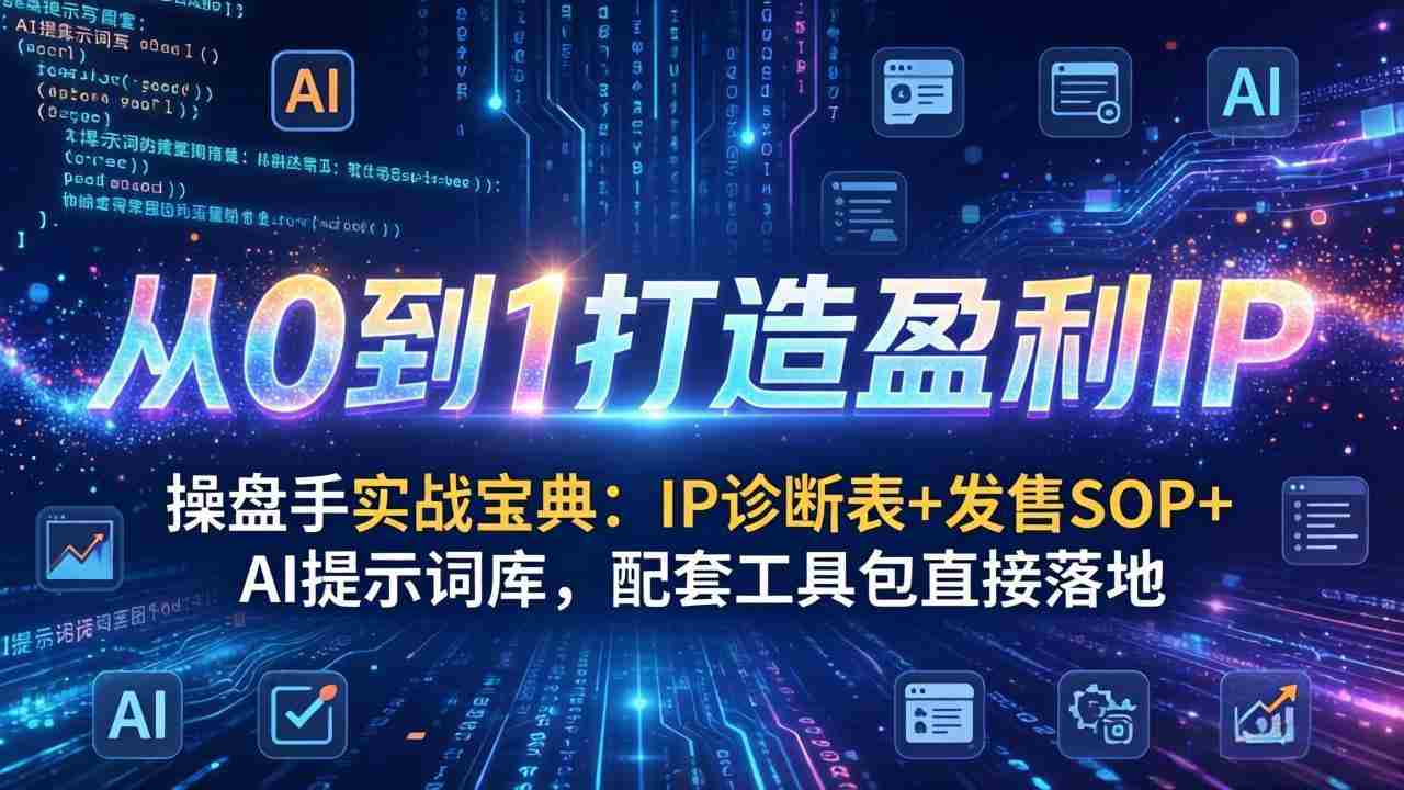 （17593期）操盘手实战宝典：IP诊断表+发售SOP+AI提示词库，配套工具包直接落地，从0到1打造盈利IP-金启创业网 - 网上赚钱方法教程大全 - www.jinqi6.top