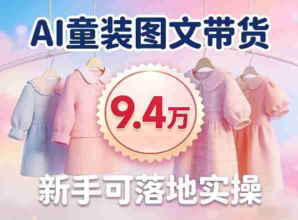 AI童装图文带货拆解，累计出单9.4W，新手可落地实操-金启创业网 - 网上赚钱方法教程大全 - www.jinqi6.top
