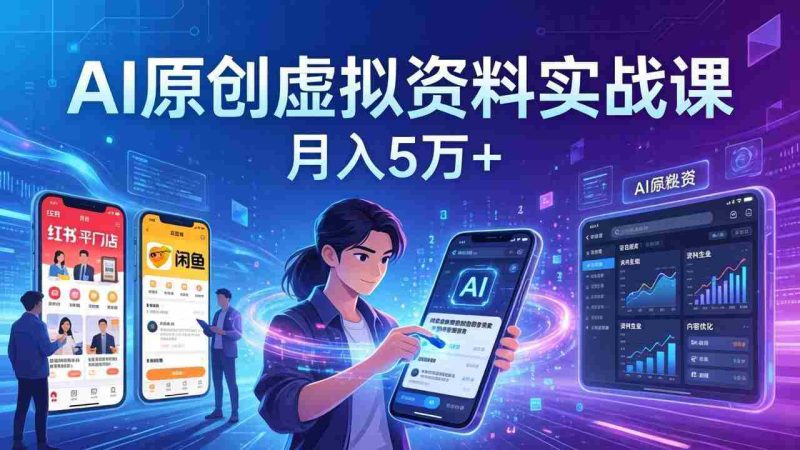 （17657期）AI原创虚拟资料实战课：2026新机会，小红书闲鱼开店，普通人用AI轻松变现，月入5万+-金启创业网 - 网上赚钱方法教程大全 - www.jinqi6.top