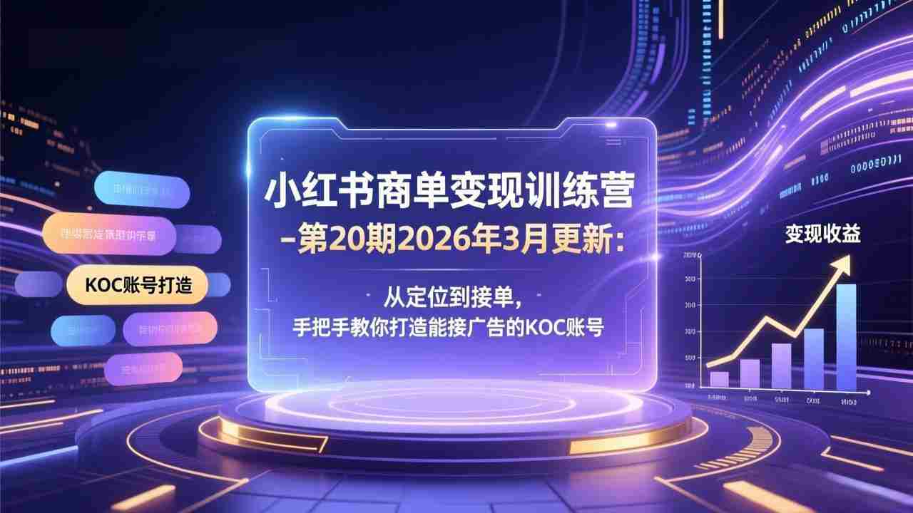 （17590期）小红书商单变现训练营-第20期26年3月更新：从定位到接单，手把手教你打造能接广告的KOC账号-金启创业网 - 网上赚钱方法教程大全 - www.jinqi6.top