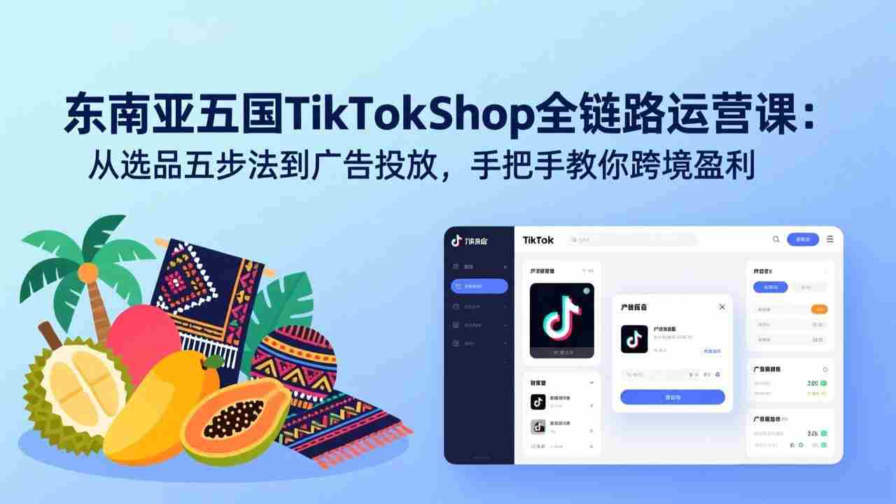 （17511期）东南亚五国TikTok Shop全链路运营课：从选品五步法到广告投放，手把手教你跨境盈利-金启