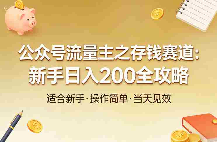 公众号流量主之存钱赛道，贴合当下需求，适合新手，一天收益2张-金启创业网 - 网上赚钱方法教程大全 - www.jinqi6.top