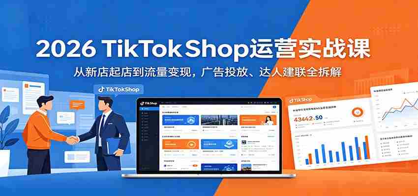 2026 TikTokShop运营实战课：从新店起店到流量变现，广告投放、达人建联全拆解-金启创业网 - 网上赚钱方法教程大全 - www.jinqi6.top