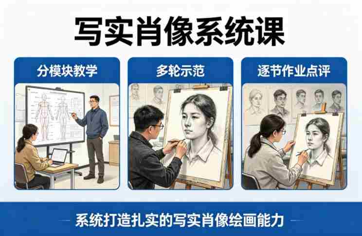 写实肖像系统课，全程分模块教学+多轮示范+逐节作业点评，系统打造扎实的写实肖像绘画能力-金启创业网 - 网上赚钱方法教程大全 - www.jinqi6.top
