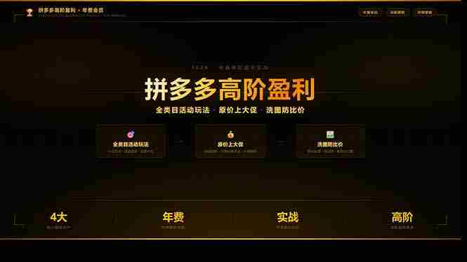 （17848期）拼多多高阶盈利年费会员(更新3月31)：全类目活动玩法、原价上大促、洗图防比价等核心盈利技术-金启创业网 - 网上赚钱方法教程大全 - www.jinqi6.top