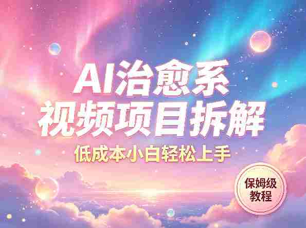 AI治愈系视频项目拆解，低成本小白轻松上手，保姆级教程-金启创业网 - 网上赚钱方法教程大全 - www.jinqi6.top
