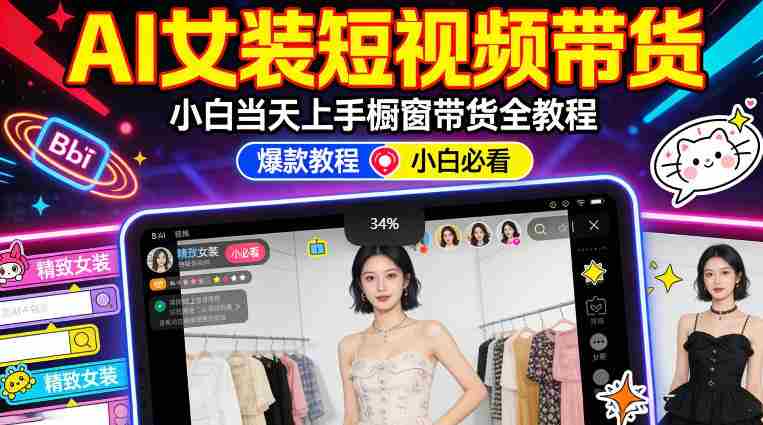 AI女装短视频橱窗带货：小白零门槛当天上手，高佣金爆款轻松賺！-金启创业网 - 网上赚钱方法教程大全 - www.jinqi6.top