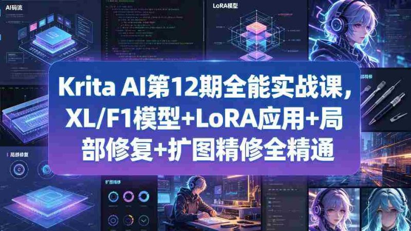 Krita AI第12期全能实战课,XL/F1模型+LoRA应用+局部修复+扩图精修全精通-金启创业网 - 网上赚钱方法教程大全 - www.jinqi6.top