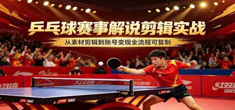 乒乓球赛事解说剪辑实战，从素材剪辑到账号变现全流程可复制-金启创业网 - 网上赚钱方法教程大全 - www.jinqi6.top