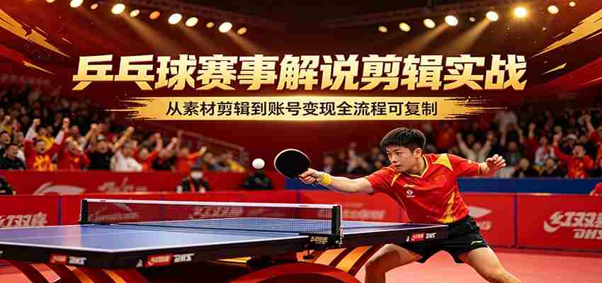 乒乓球赛事解说剪辑实战，从素材剪辑到账号变现全流程可复制-金启创业网 - 网上赚钱方法教程大全 - www.jinqi6.top