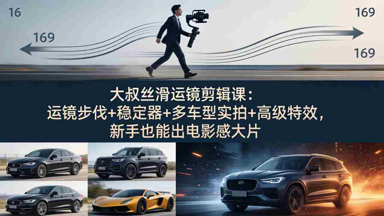 （18004期）大叔丝滑运镜剪辑课：运镜步伐+稳定器+多车型实拍+高级特效，新手也能出电影感大片-金启创业网 - 网上赚钱方法教程大全 - www.jinqi6.top