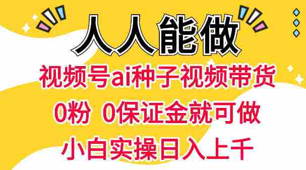 视频号AI种子带货，0粉0保证金就可做，人人能做，实操日入1k+-金启创业网 - 网上赚钱方法教程大全 - www.jinqi6.top