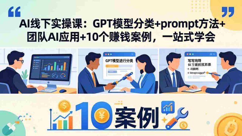 （18017期）AI线下实操课：GPT模型分类+prompt方法+团队AI应用+10个赚钱案例，一站式学会-金启创业网 - 网上赚钱方法教程大全 - www.jinqi6.top