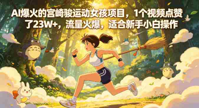 AI爆火的宫崎骏运动女孩项目，1个视频点赞了23W+，流量火爆，适合新手小白操作【详细拆解】-金启创业网 - 网上赚钱方法教程大全 - www.jinqi6.top