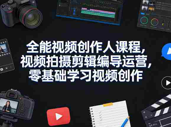 全能视频创作人课程,视频拍摄剪辑编导运营,零基础学习视频创作(更新2026年4月)