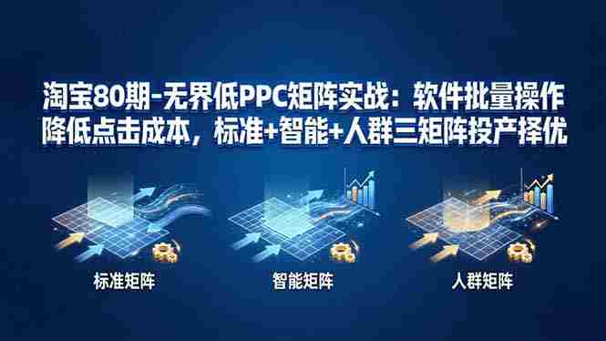 （17987期）淘宝80期-无界低PPC矩阵实战：软件批量操作降低点击成本，标准+智能+人群三矩阵投产择优-金启创业网 - 网上赚钱方法教程大全 - www.jinqi6.top