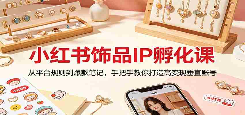 小红书饰品IP孵化课：从平台规则到爆款笔记，手把手教你打造高变现垂直账号-金启创业网 - 网上赚钱方法教程大全 - www.jinqi6.top