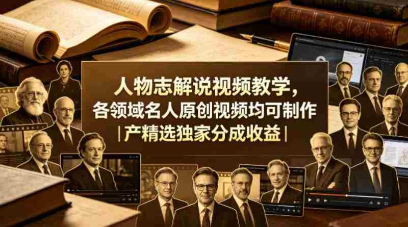 人物志解说视频教学，各领域名人原创视频均可制作丨精选独家分成收益-金启创业网 - 网上赚钱方法教程大全 - www.jinqi6.top