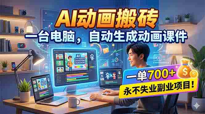 （18239期）AI动画搬砖，一台电脑，自动生成动画课件，一单800+  永不失业副业项目！-金启创业网 - 网上赚钱方法教程大全 - www.jinqi6.top
