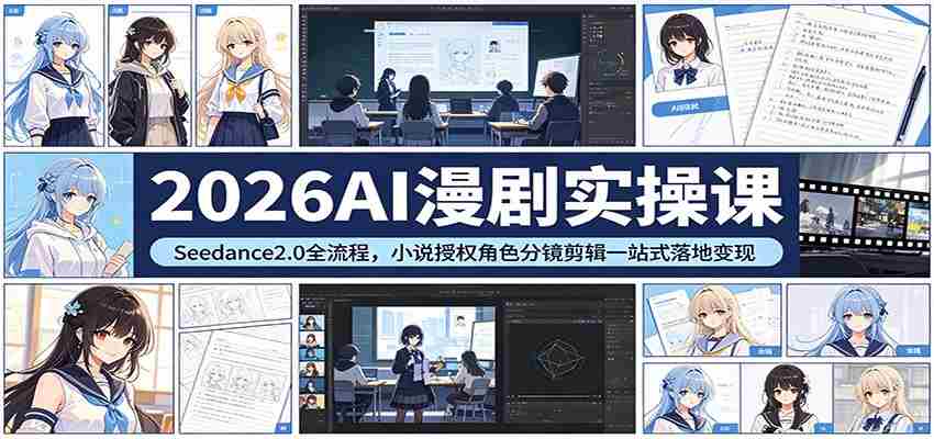 2026AI漫剧实操课：Seedance2.0全流程，小说授权角色分镜剪辑一站式落地变现-金启创业网 - 网上赚钱方法教程大全 - www.jinqi6.top