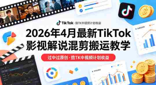 26年4月最新TikTok影视解说混剪搬运教学，过中过原创，撸TK中视频计划收益-金启创业网 - 网上赚钱方法教程大全 - www.jinqi6.top