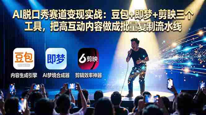 （17990期）AI脱口秀赛道变现实战：豆包+即梦+剪映三个工具，把高互动内容做成批量复制流水线-金启创业网 - 网上赚钱方法教程大全 - www.jinqi6.top