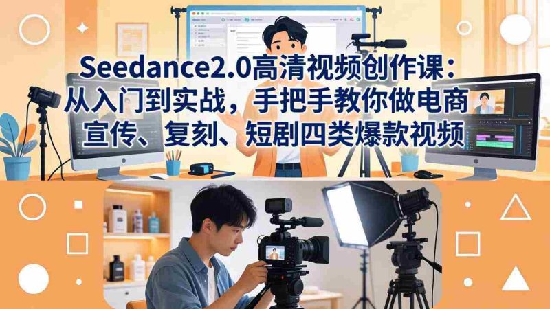 （18019期）Seedance2.0高清视频创作课：从入门到实战，手把手教你做电商、宣传、复刻、短剧四类爆款视频-金启创业网 - 网上赚钱方法教程大全 - www.jinqi6.top
