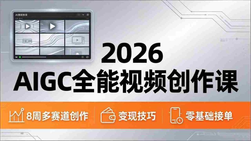 （18215期）2026AIGC全能视频创作课，8周吃透多赛道创作+变现，零基础也能高效出片接单-金启创业网 - 网上赚钱方法教程大全 - www.jinqi6.top