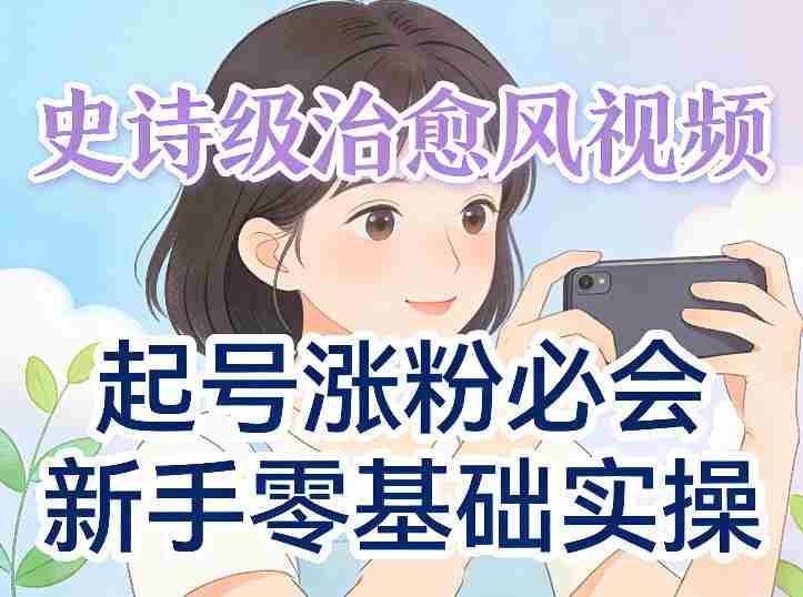 史诗级治愈风视频爆了，起号涨粉必会，新手零基础实操（实操+变现全讲解）-金启创业网 - 网上赚钱方法教程大全 - www.jinqi6.top
