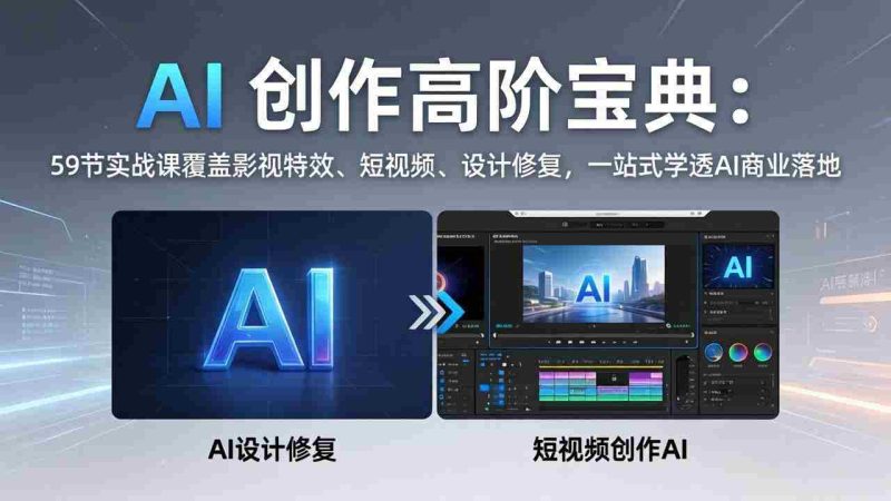 （17887期）AI 创作高阶宝典：59节实战课覆盖影视特效、短视频、设计修复，一站式学透AI商业落地-金启创业网 - 网上赚钱方法教程大全 - www.jinqi6.top