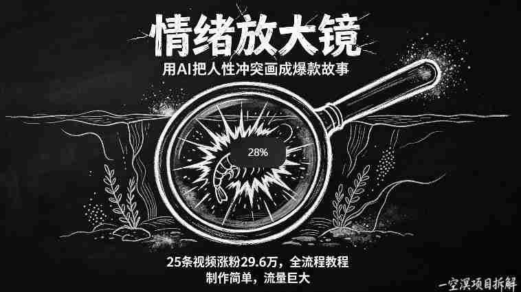 AI制作“情绪放大镜“视频,25条视频涨粉29.6W粉,流量巨大,制作简单,全流程教程-金启创业网 - 网上赚钱方法教程大全 - www.jinqi6.top
