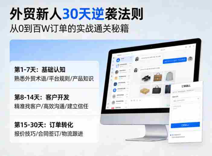 外贸新人30天逆袭法则，教你从0到百W订单的实战通关秘籍-金启创业网 - 网上赚钱方法教程大全 - www.jinqi6.top