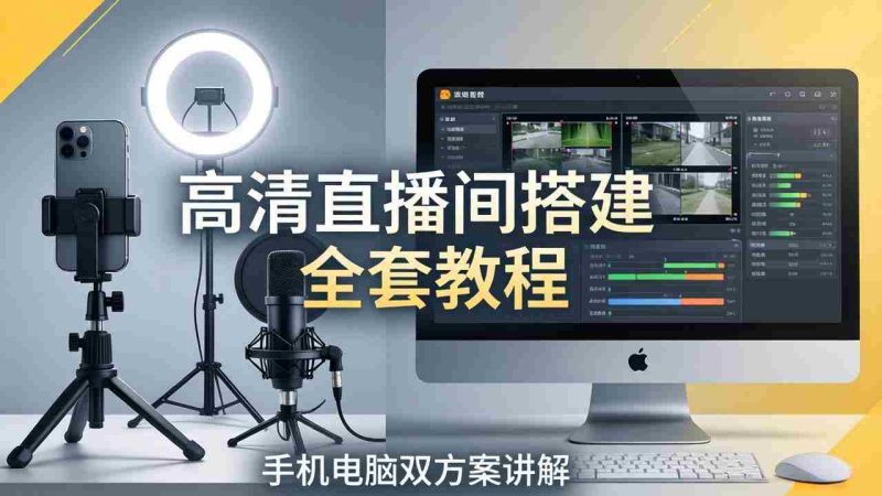 （18104期）高清直播间搭建全套教程，手机电脑双方案讲解，设备选型调试多机位实操教学-金启创业网 - 网上赚钱方法教程大全 - www.jinqi6.top