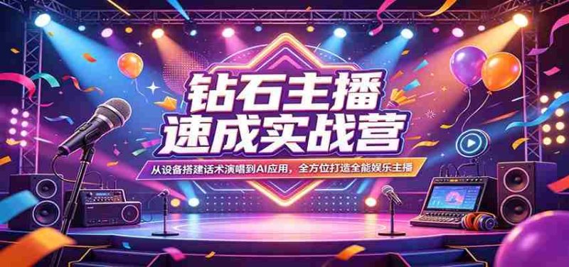 钻石主播速成实战营：从设备搭建话术演唱到AI应用，全方位打造全能娱乐主播-金启创业网 - 网上赚钱方法教程大全 - www.jinqi6.top