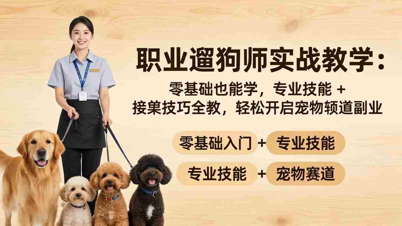 （18115期）职业遛狗师实战教学：零基础也能学，专业技能 + 接单技巧全教，轻松开启宠物赛道副业-金启创业网 - 网上赚钱方法教程大全 - www.jinqi6.top