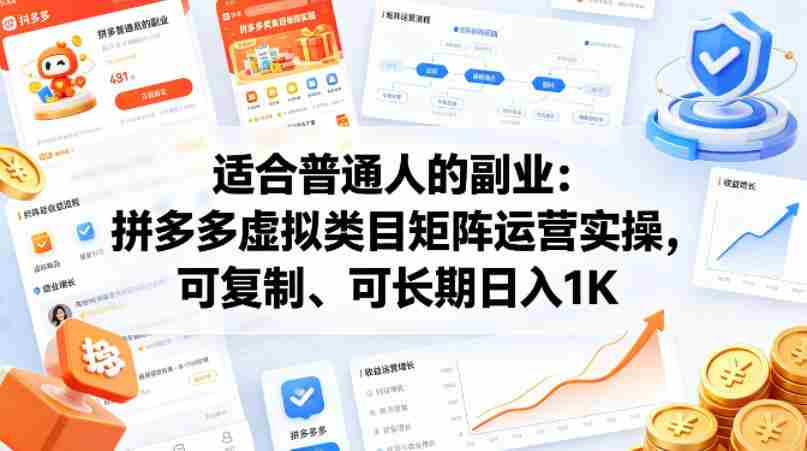 适合普通人的副业：拼多多虚拟类目矩阵运营实操，可复制、可长期日入1K【揭秘】-金启创业网 - 网上赚钱方法教程大全 - www.jinqi6.top