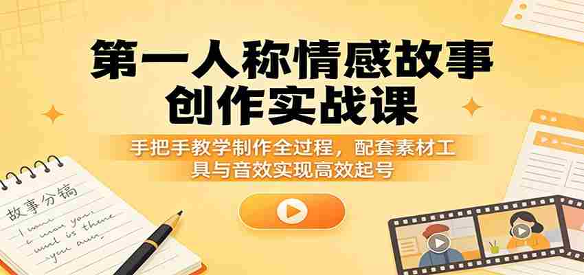 第一人称情感故事创作实战课：手把手教学制作全过程，配套素材工具与音效实现高效起号-金启创业网 - 网上赚钱方法教程大全 - www.jinqi6.top