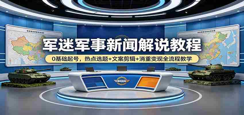 军迷军事新闻解说教程：0基础起号，热点选题+文案剪辑+消重变现全流程教学-金启创业网 - 网上赚钱方法教程大全 - www.jinqi6.top