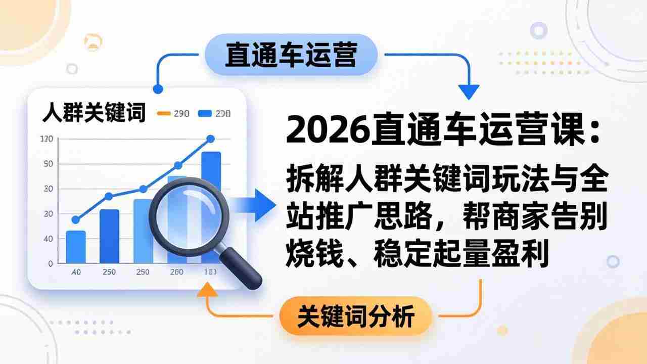 （17898期）2026直通车运营课：拆解人群关键词玩法与全站推广思路，帮商家告别烧钱、稳定起量盈利-金启创业网 - 网上赚钱方法教程大全 - www.jinqi6.top