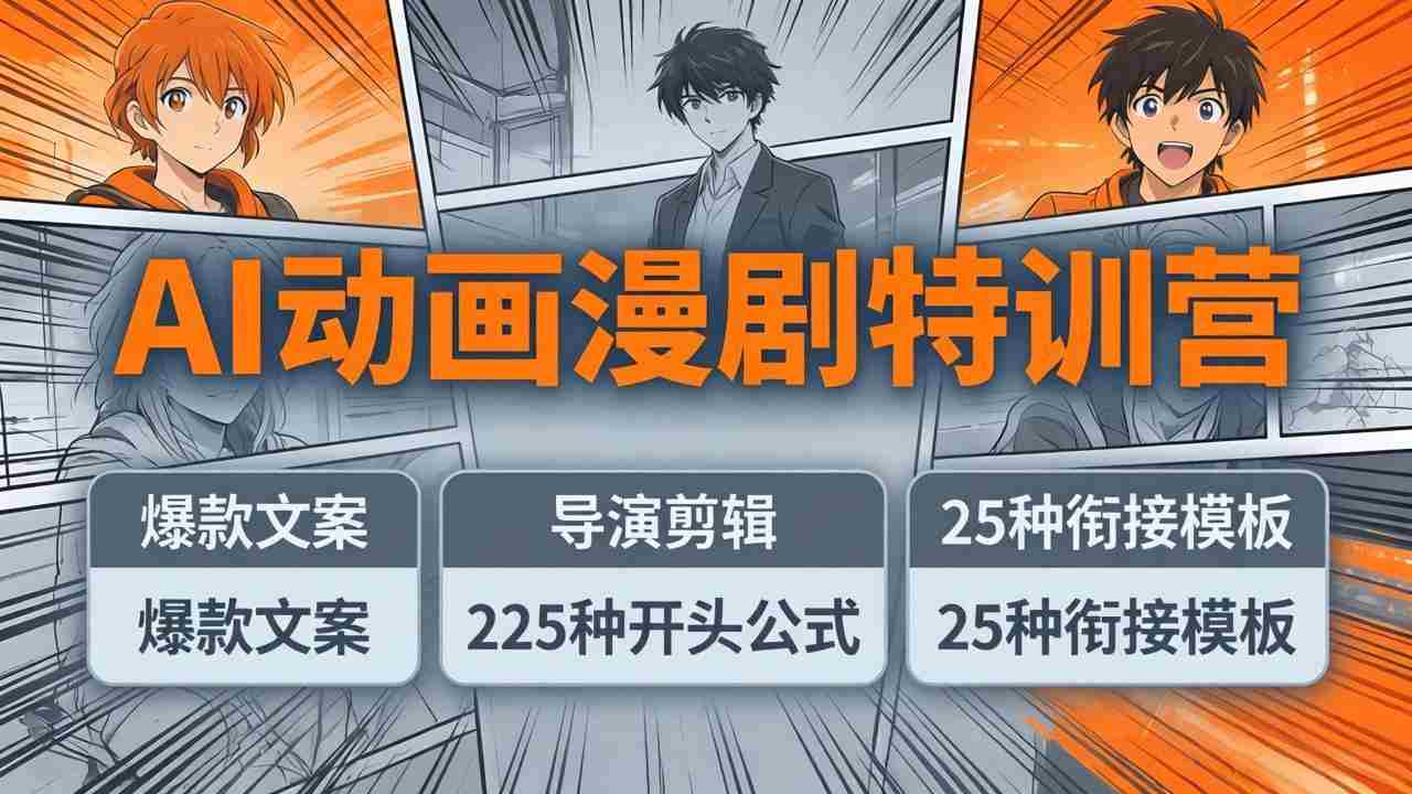 （17917期）AI动画漫剧特训营：爆款文案+导演剪辑：225种开头公式+25种衔接模板，两小时剪电影级大片-金启创业网 - 网上赚钱方法教程大全 - www.jinqi6.top