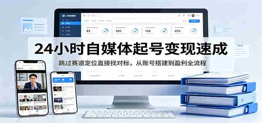 24小时自媒体起号变现速成，跳过赛道定位直接找对标，从账号搭建到盈利全流程-金启创业网 - 网上赚钱方法教程大全 - www.jinqi6.top