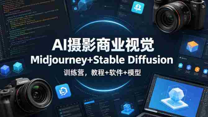 AI摄影商业视觉Midjourney+Stable Diffusion训练营，教程+软件+模型-金启创业网 - 网上赚钱方法教程大全 - www.jinqi6.top