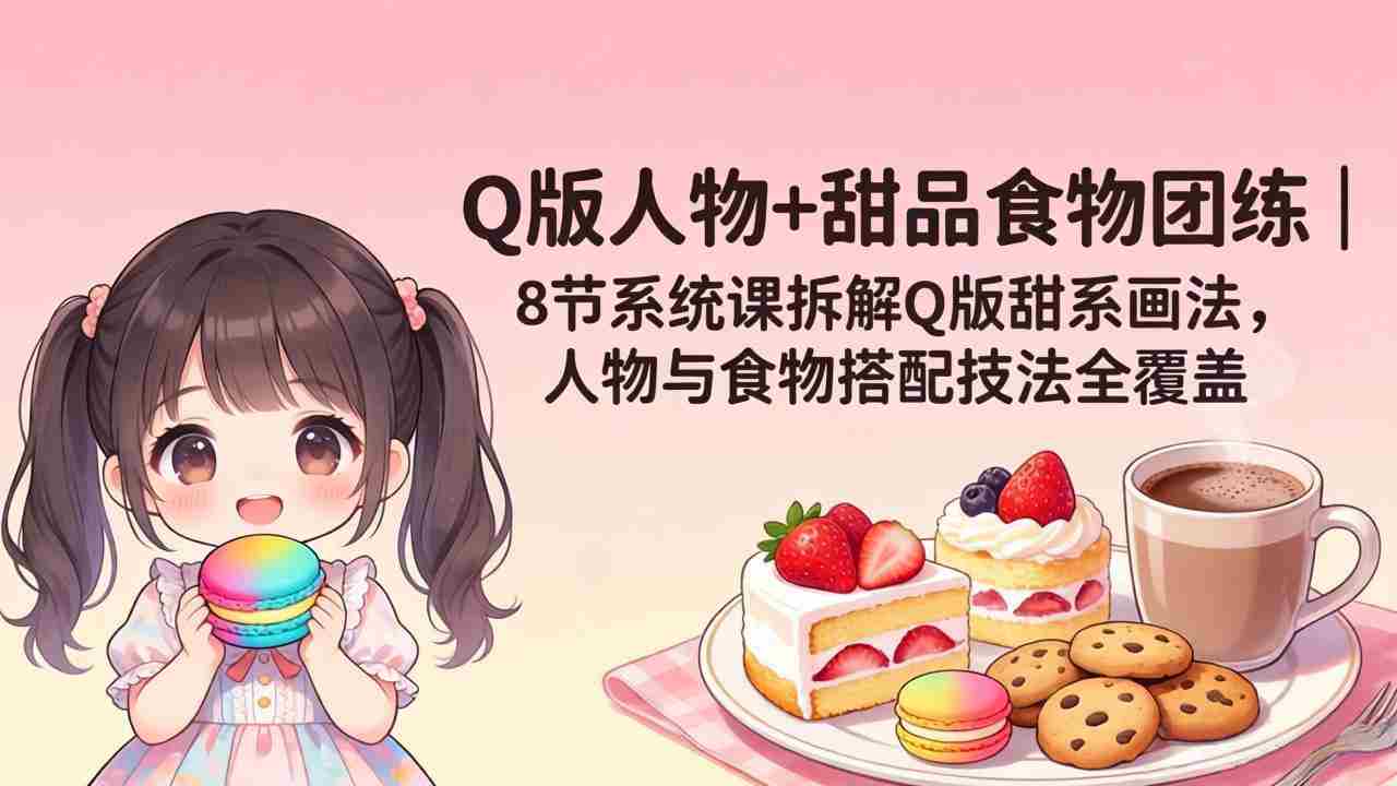 （18037期）Q版人物+甜品食物团练｜8节系统课拆解Q版甜系画法，人物与食物搭配技法全覆盖-金启创业网 - 网上赚钱方法教程大全 - www.jinqi6.top