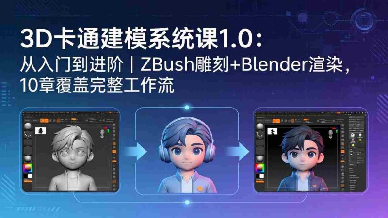 （18035期）3D卡通建模系统课1.0：从入门到进阶｜ZBrush雕刻+Blender渲染，10章覆盖完整工作流-金启创业网 - 网上赚钱方法教程大全 - www.jinqi6.top