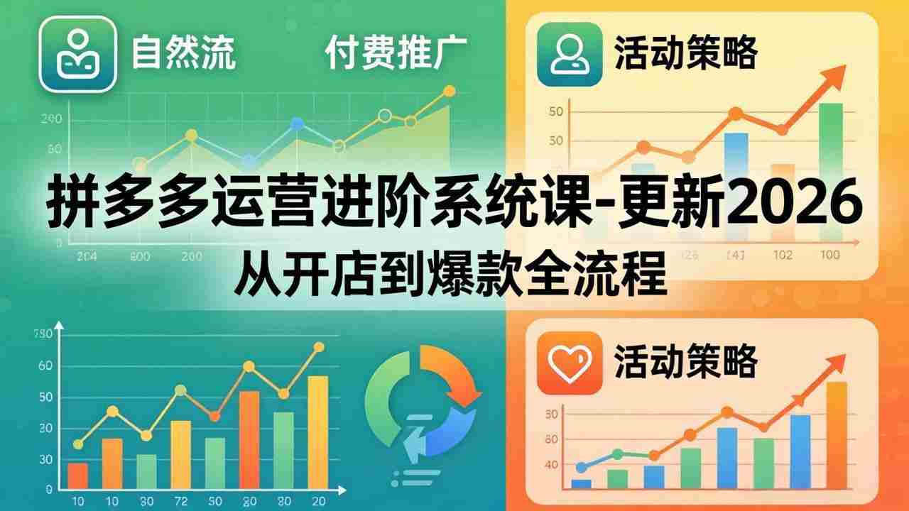 （18157期）拼多多运营进阶系统课-更新2026：从开店到爆款全流程，自然流+付费推广+活动策略-金启创业网 - 网上赚钱方法教程大全 - www.jinqi6.top