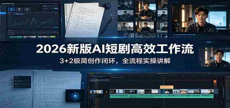 2026新版AI短剧高效工作流：3+2极简创作闭环，全流程实操讲解-金启创业网 - 网上赚钱方法教程大全 - www.jinqi6.top