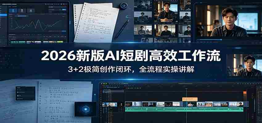 2026新版AI短剧高效工作流：3+2极简创作闭环，全流程实操讲解-金启创业网 - 网上赚钱方法教程大全 - www.jinqi6.top